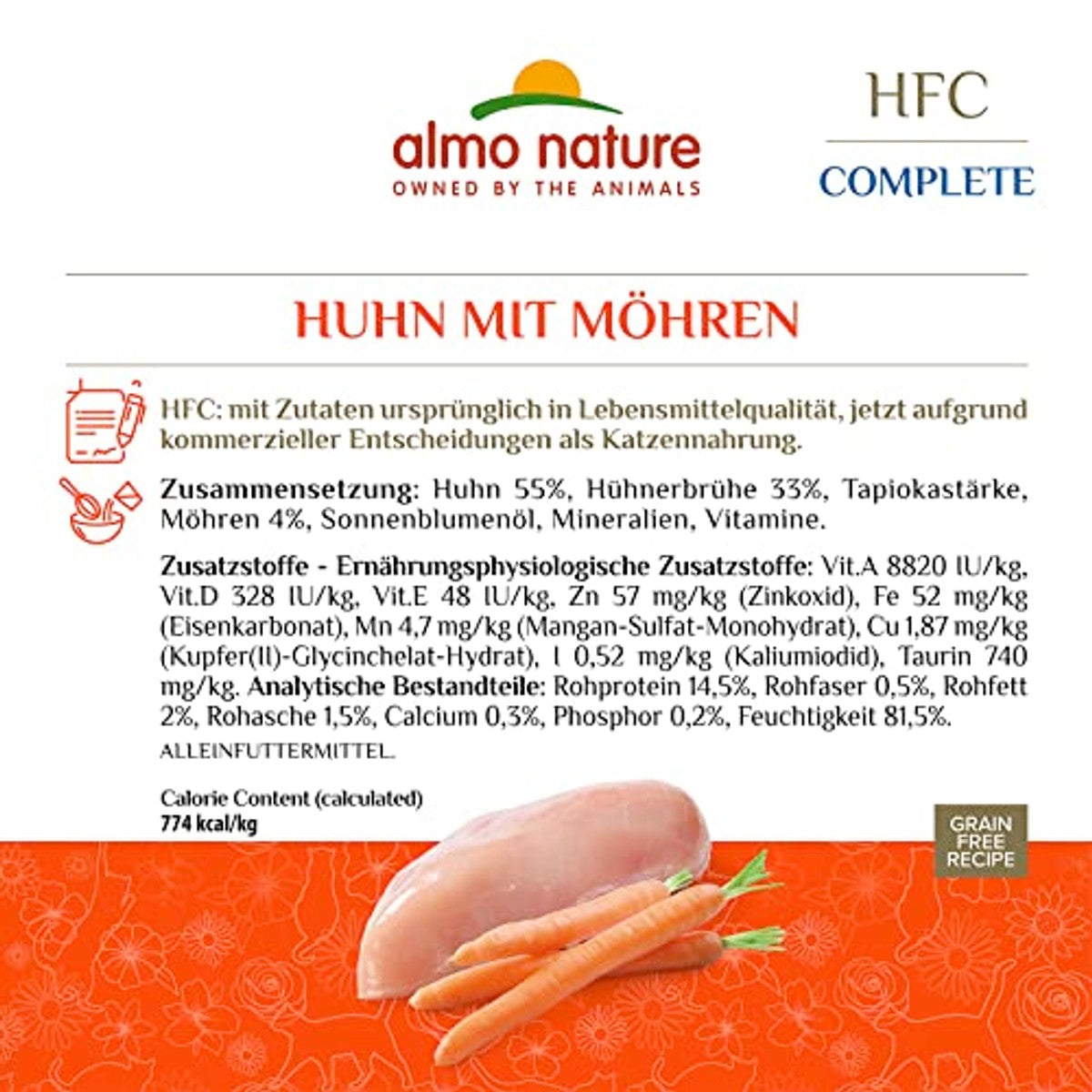 Almo Nature HFC Complete Kattenvoer Kip met Wortel 24 x 70 g - 3-pack