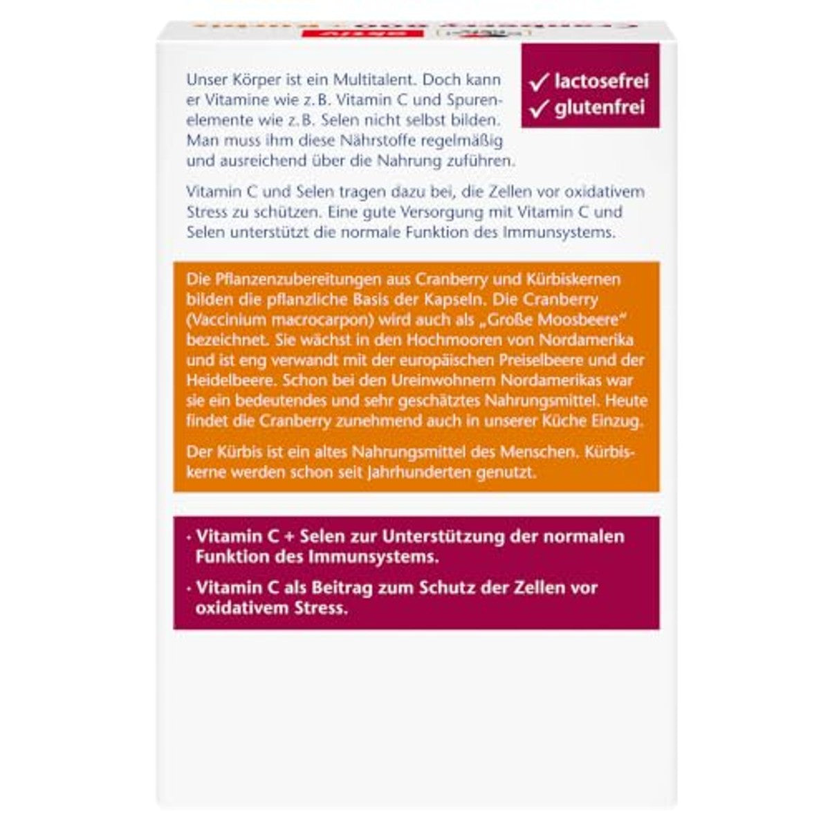 Doppelherz Cranberry 800 + Pompoen + Vitamine C + Selenium 30 capsules - 3-pack