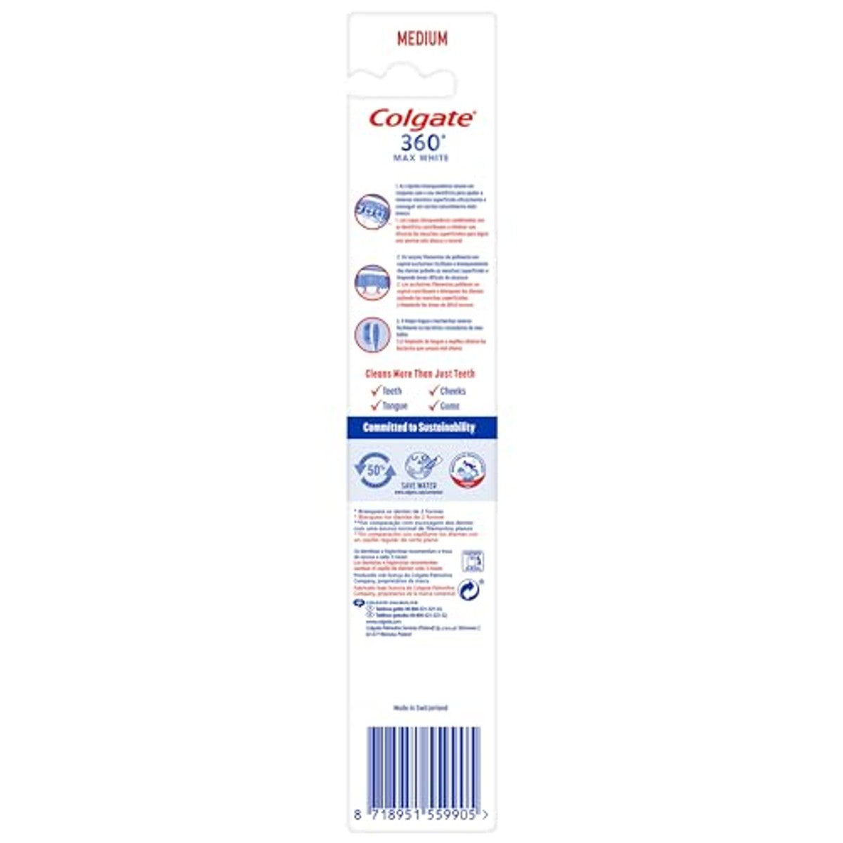 Colgate Max White 360 Tandenborstel Medium 3 x 1 stuk - Voordeelverpakking