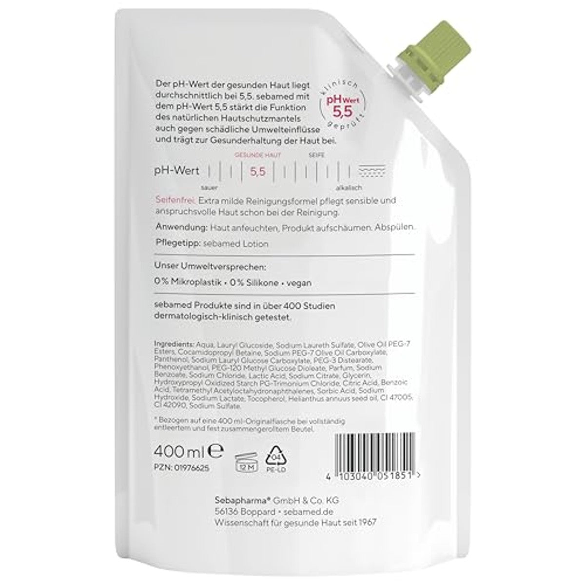 Sebamed Zeepvrije wasemulsie olijf navulzak 3 x 400 ml - Voordeelverpakking
