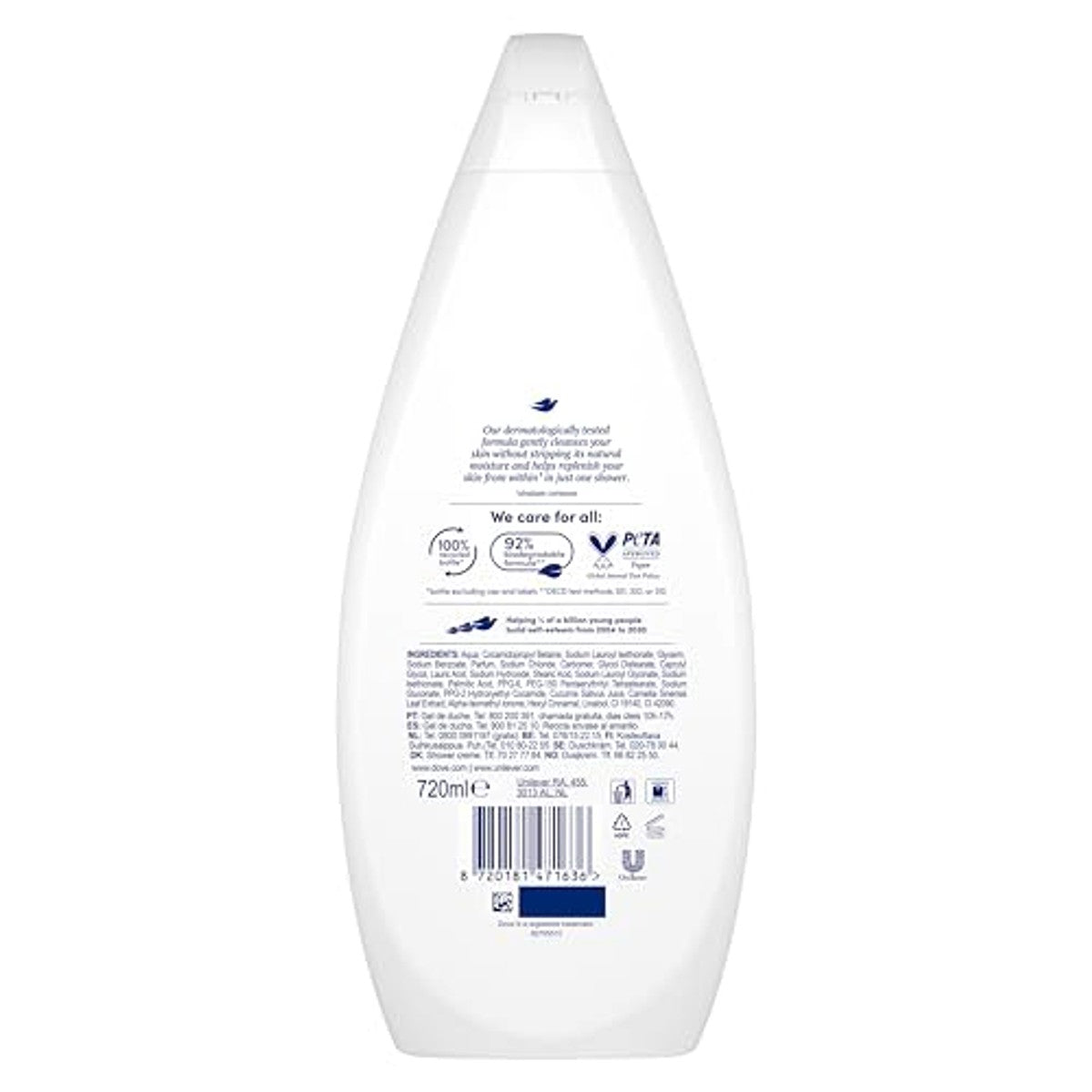 Dove Douchegel Frisse Verzorging 3 x 720 ml - Voordeelverpakking