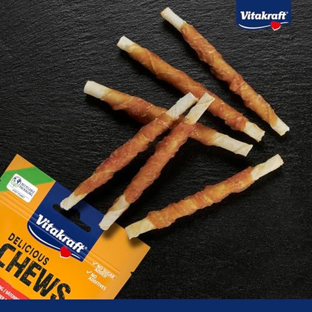 Vitakraft Chews hondensnack kauwrol kip 1 x 6 stuks - 3-pack
