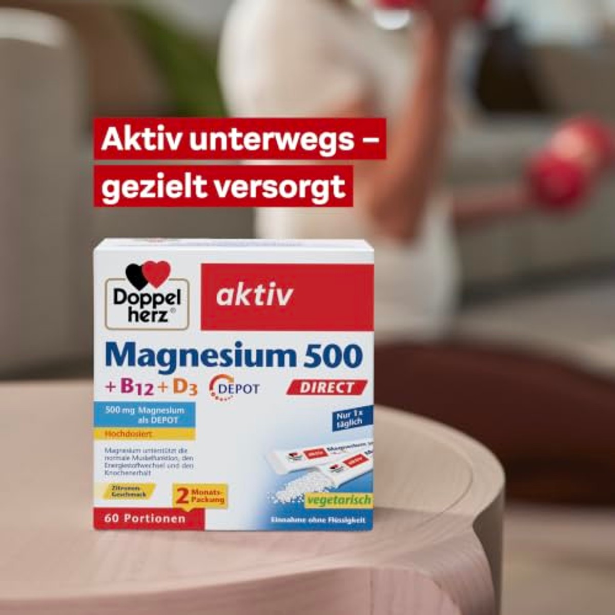 Doppelherz Magnesium 500 + B12 + D3 Direct met Depotfunctie 96 g - 3-pack