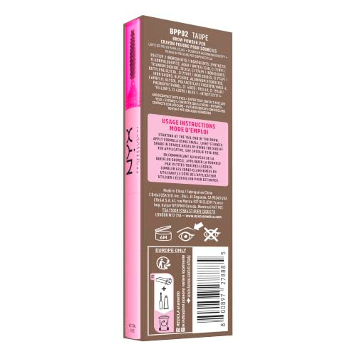 NYX PROFESSIONAL MAKEUP Fluff & Snatch Brow Powder Pen 02 taupe 3 stuks