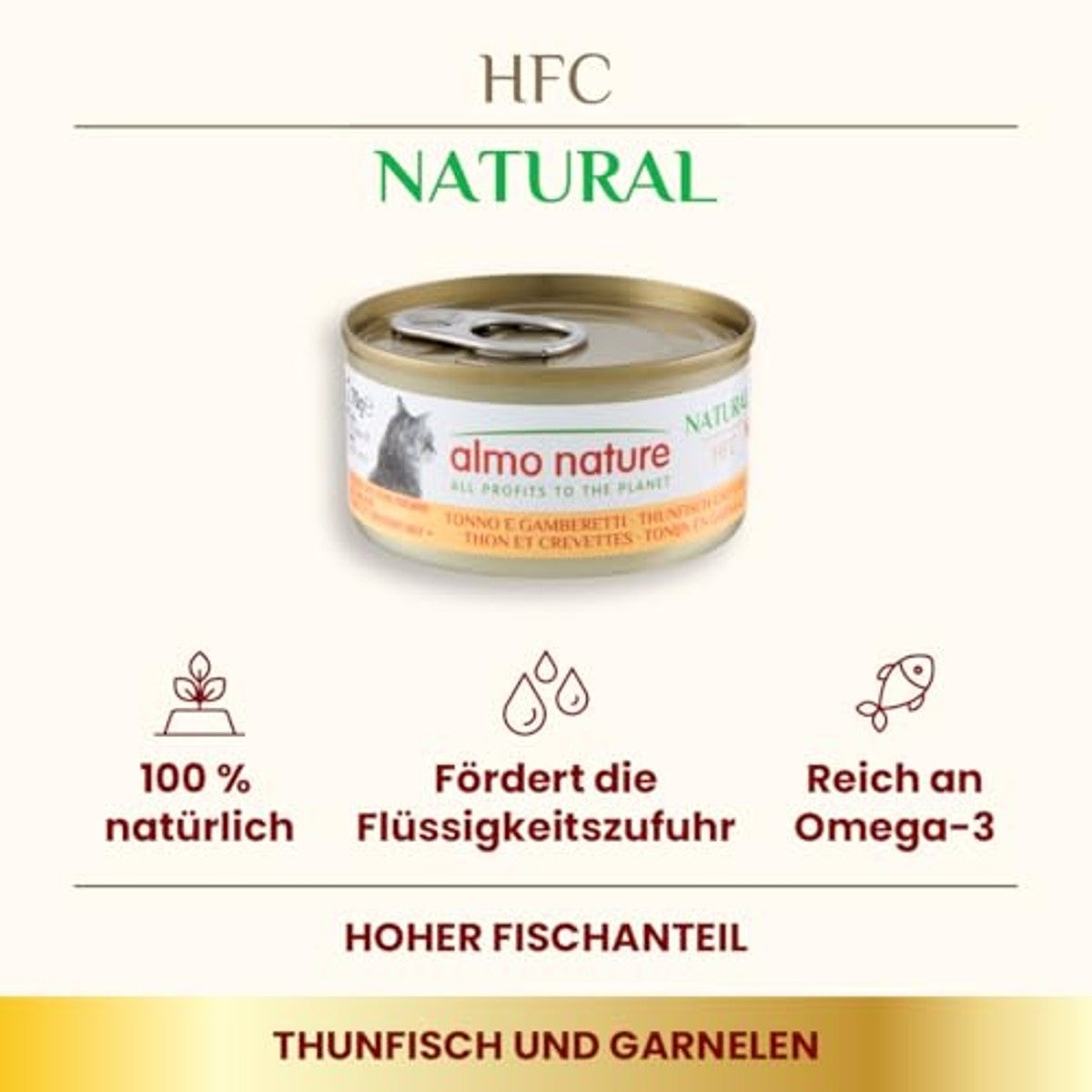 Almo Nature HFC Natural Katzenfutter nass -Thunfisch und Garnelen 24er Pack (24 x 70g) – almo nature
