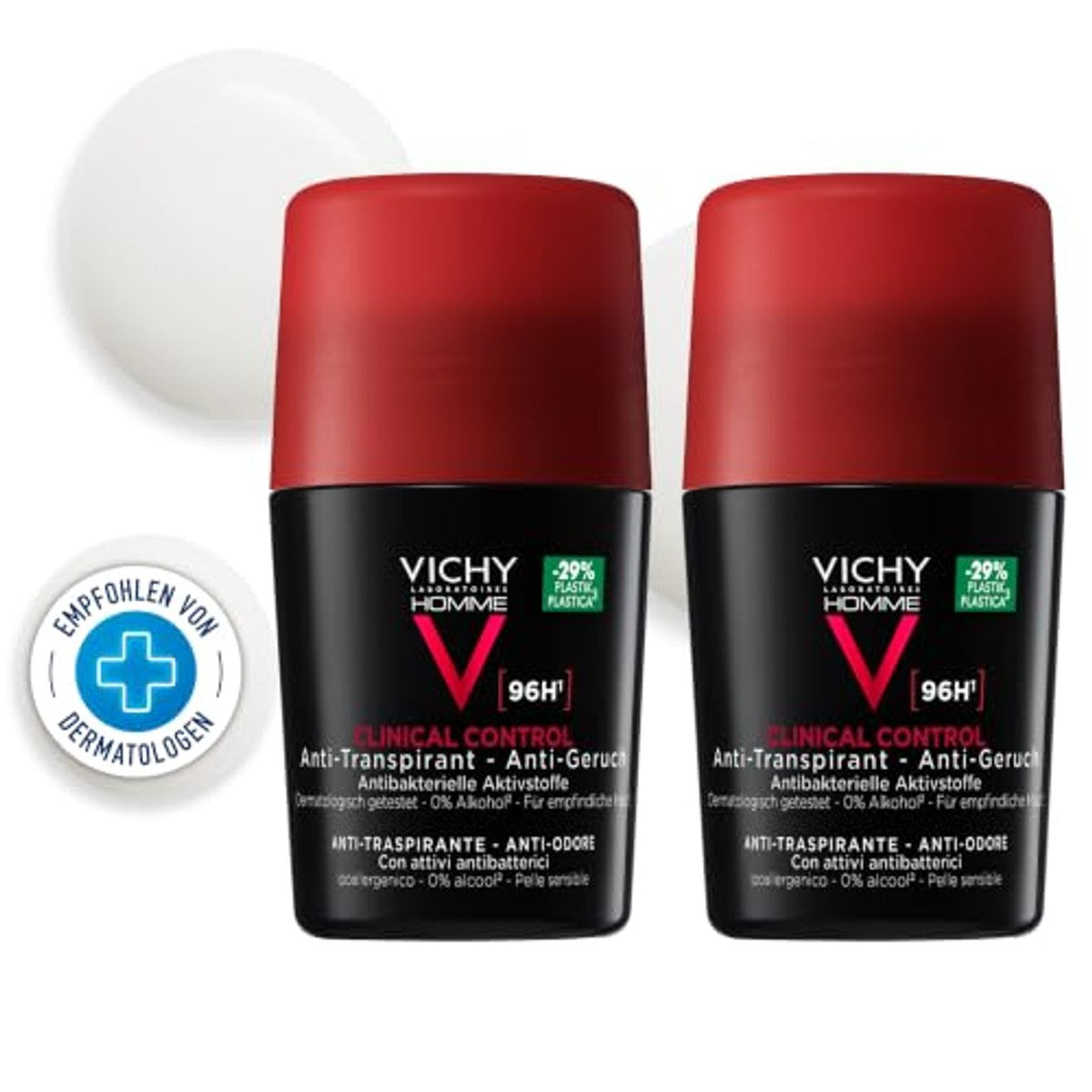 Vichy Homme Clinical Control 96h Deo Roll-on 2 x 50 ml