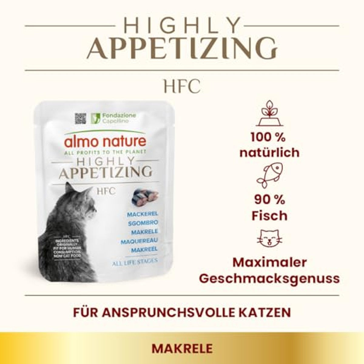 Almo Nature HFC Highly Appetizing - Makreel - Humaan Grade, Monoproteïne, Glutenvrij - 50g, 24 Pack – almo nature