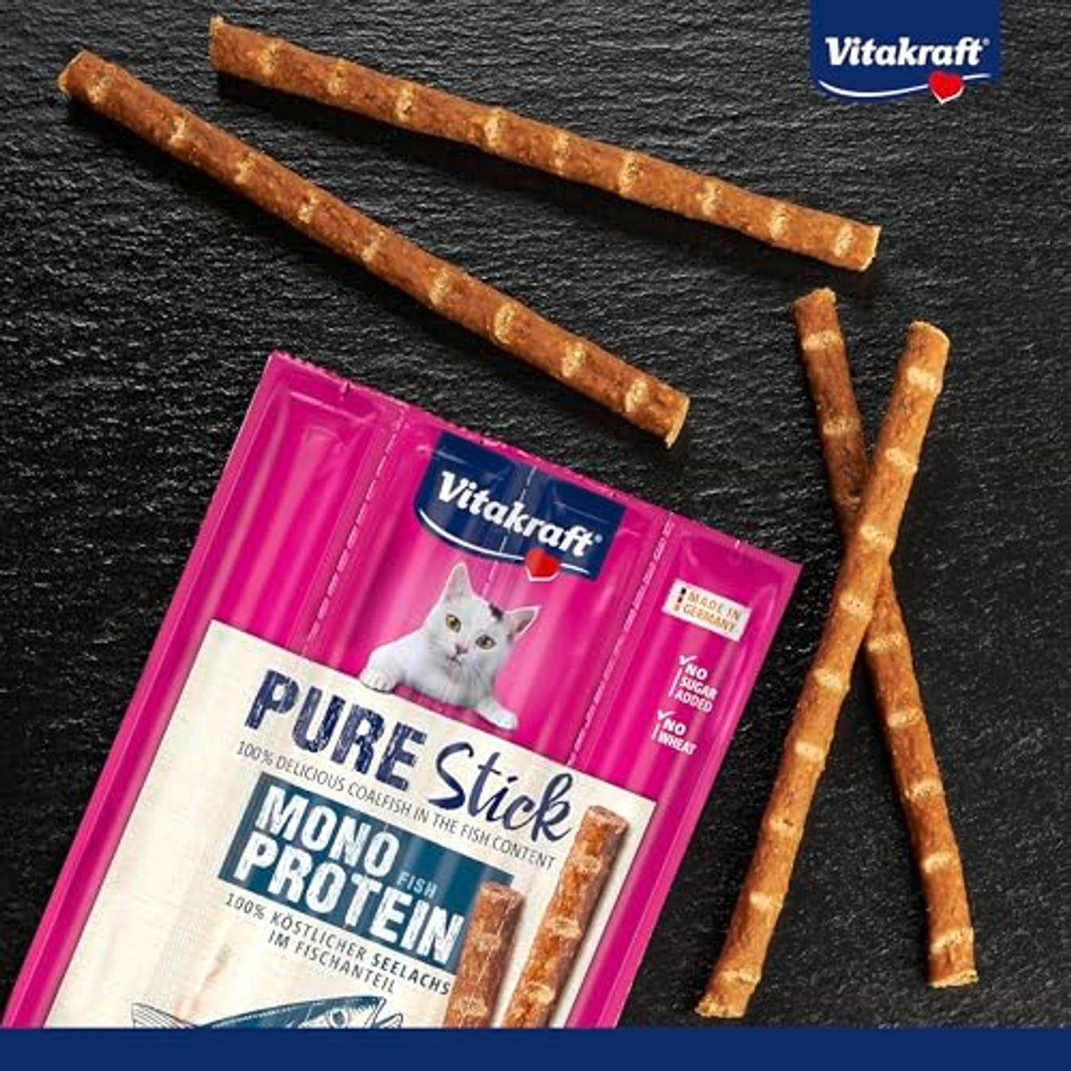 Vitakraft Pure Stick kattensnack koolvis 20 x 20 g - 3-pack