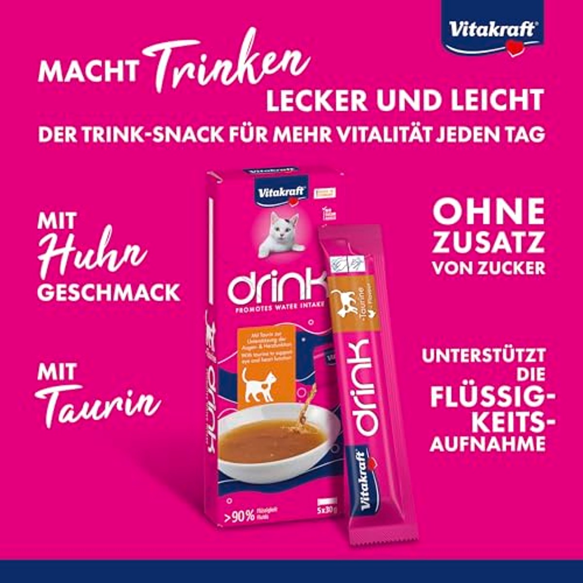 Vitakraft Drink kattensnack kip 5 x 30 g - 3-pack