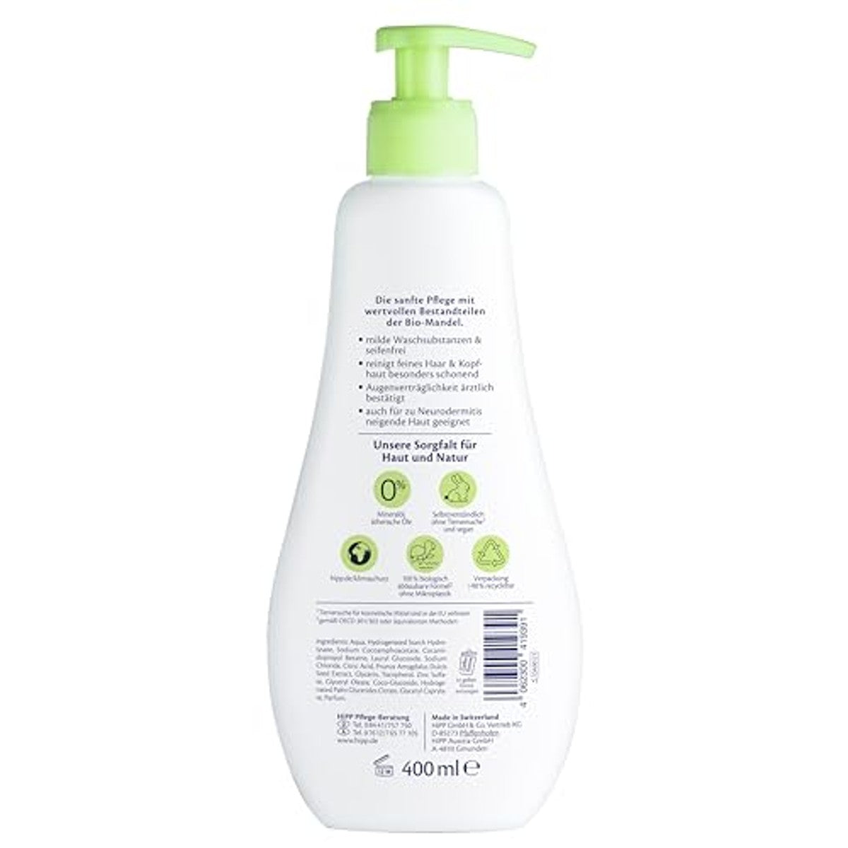 HiPP Babysanft Huid- en haarwasgel 6 x 400 ml – foto 3
