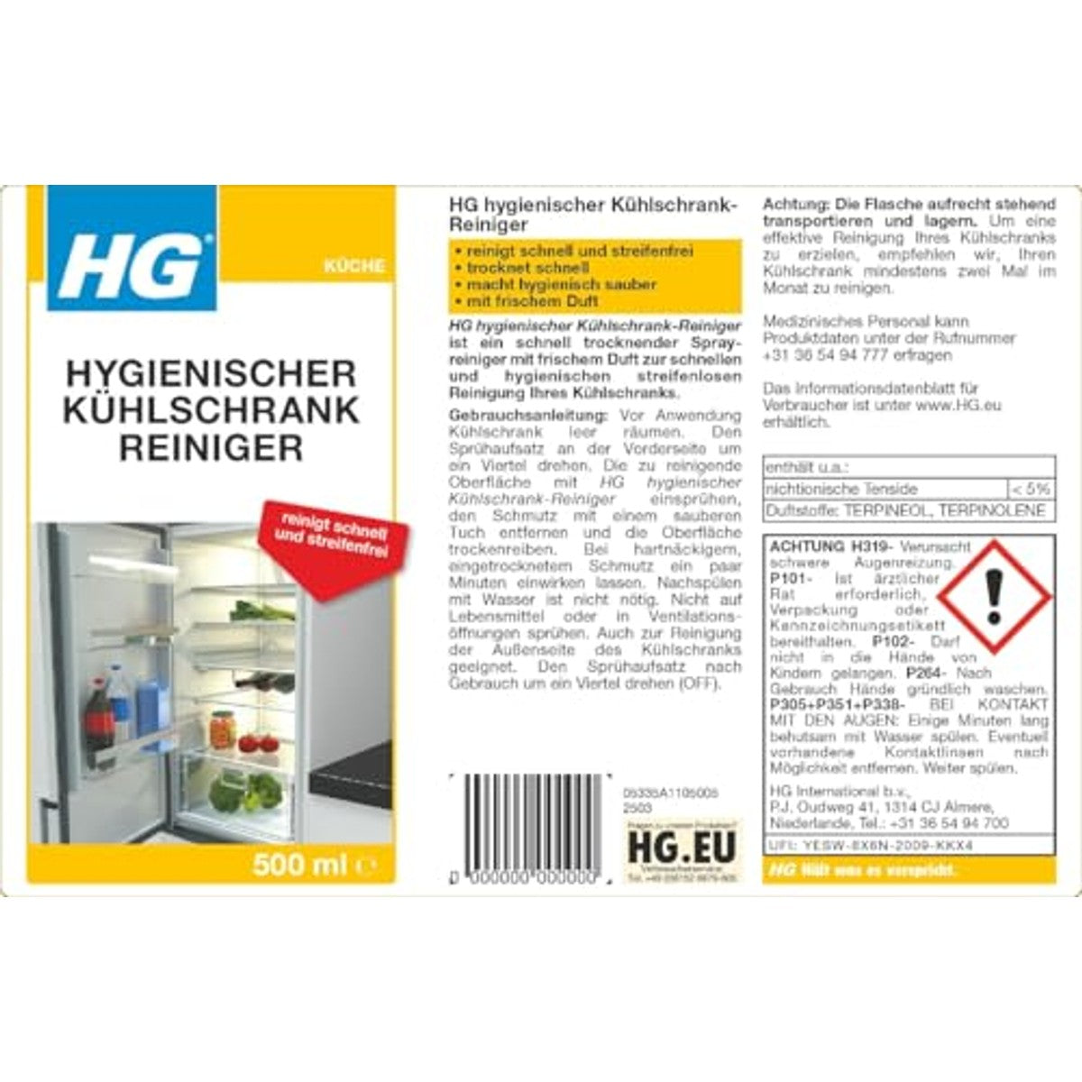 HG Hygiënische koelkastreiniger 500 ml – foto 3