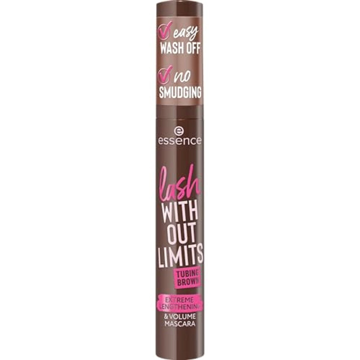 essence lash WITHOUT LIMITS TUBING BROWN MASCARA, 05 bruine tube, 13 ml | Bruine mascara voor extreem volume en lengte, rijke bruine tint, veegvast, met warm water verwijderbaar – Essence Cosmetics
