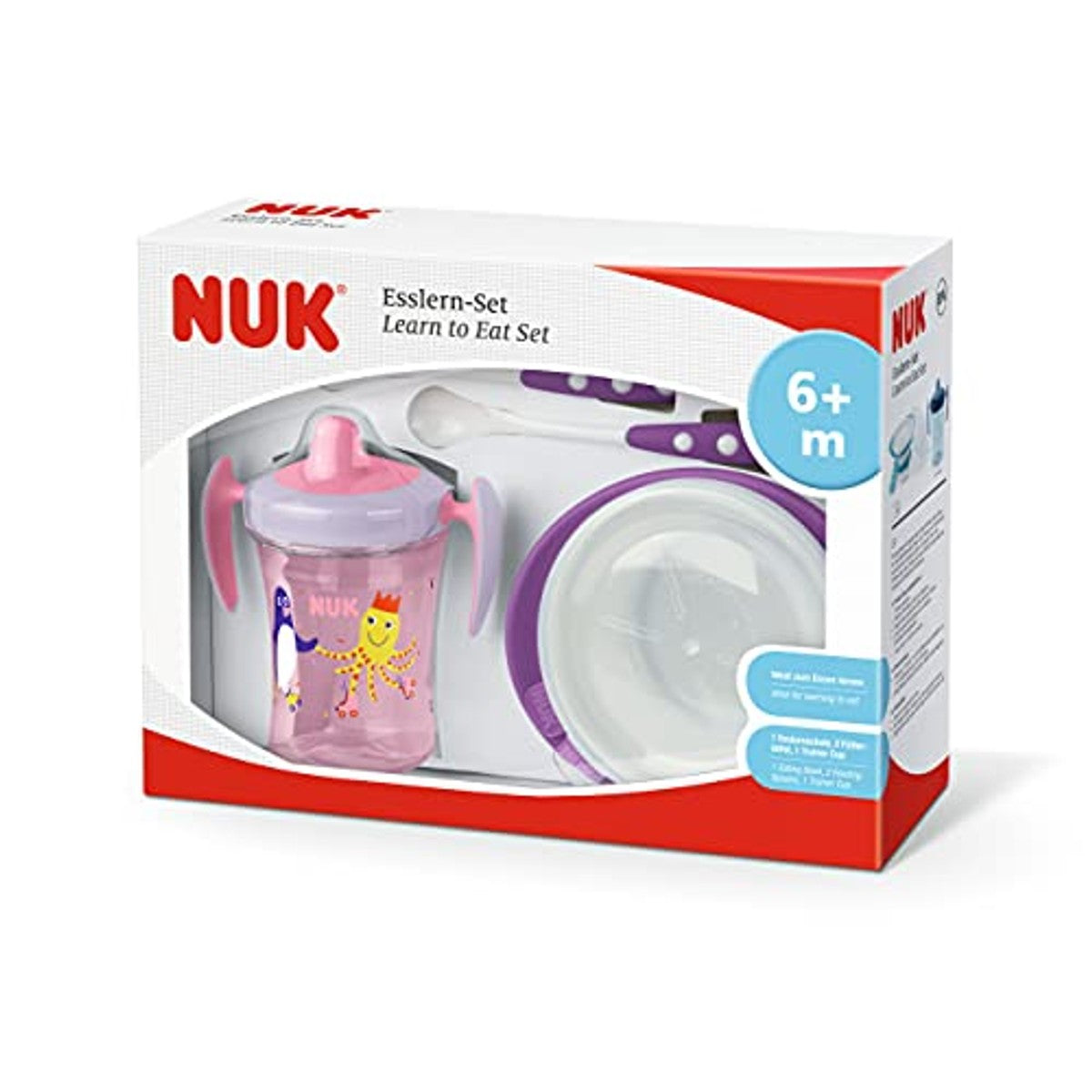 NUK Leerset Trainer Cup paars 4-delig 6 x 230 ml - Voordeelverpakking