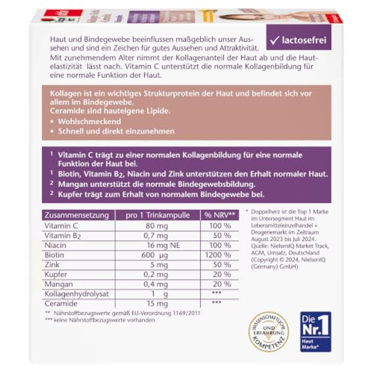 Doppelherz Collageen + Biotine + Ceramide Mango-Maracuja 10 Ampullen - 6-pack