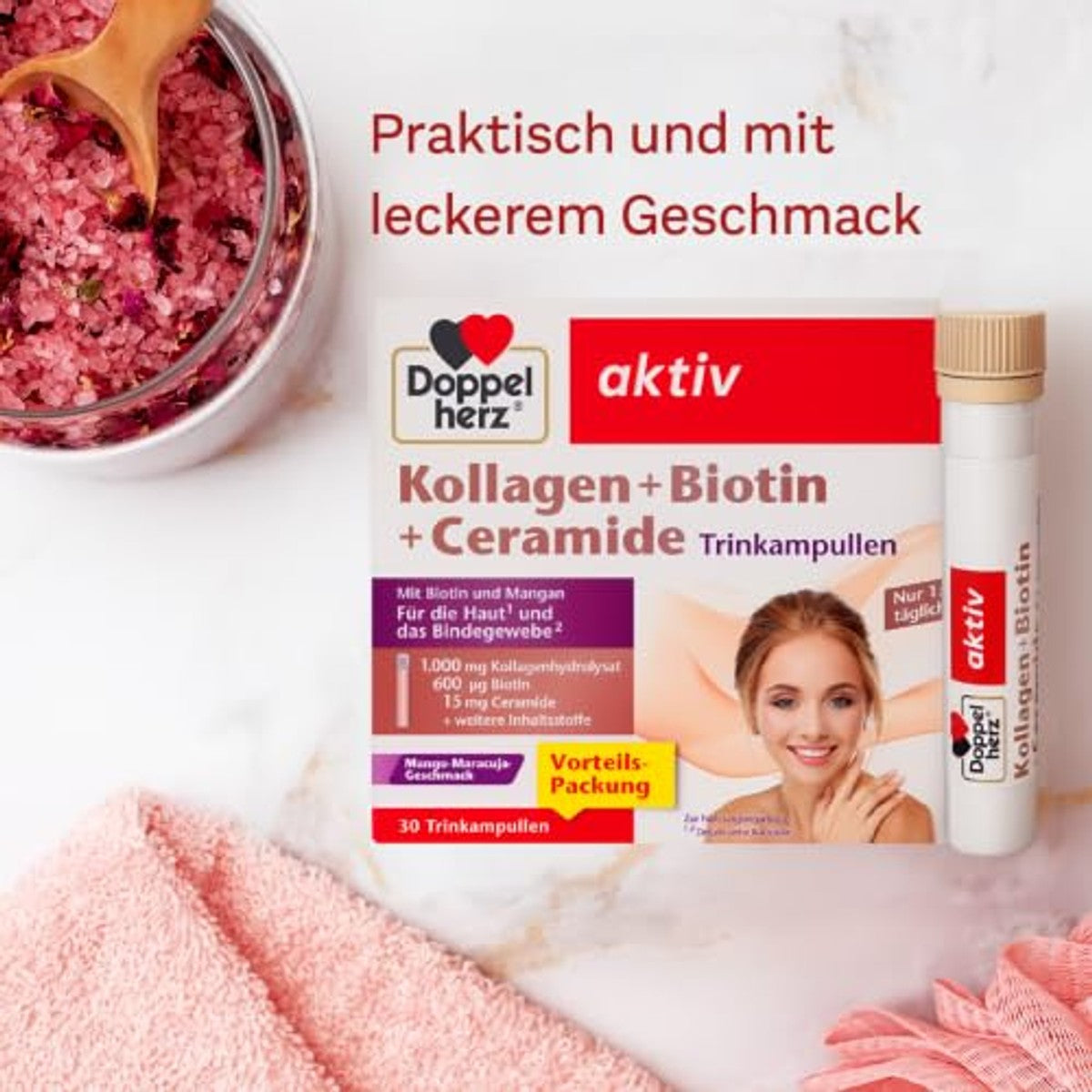 Doppelherz Collageen + biotine + ceramide - met mango-maracuja-smaak – Doppelherz