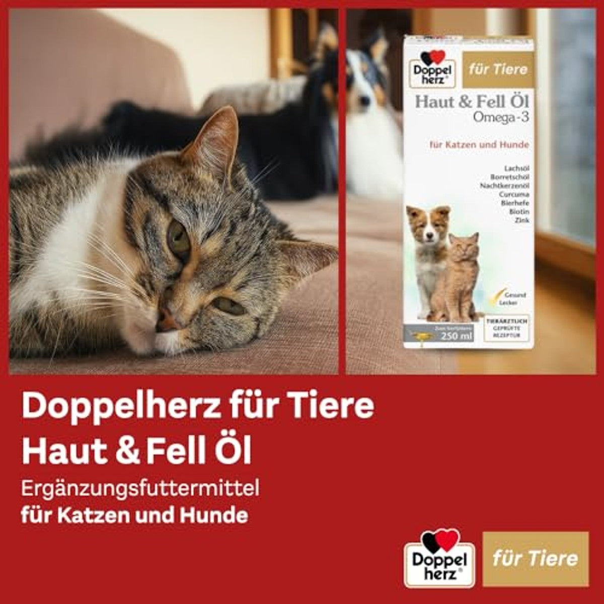 Doppelherz Huid- en Vachtolie voor Katten en Honden 250 ml - 6-pack