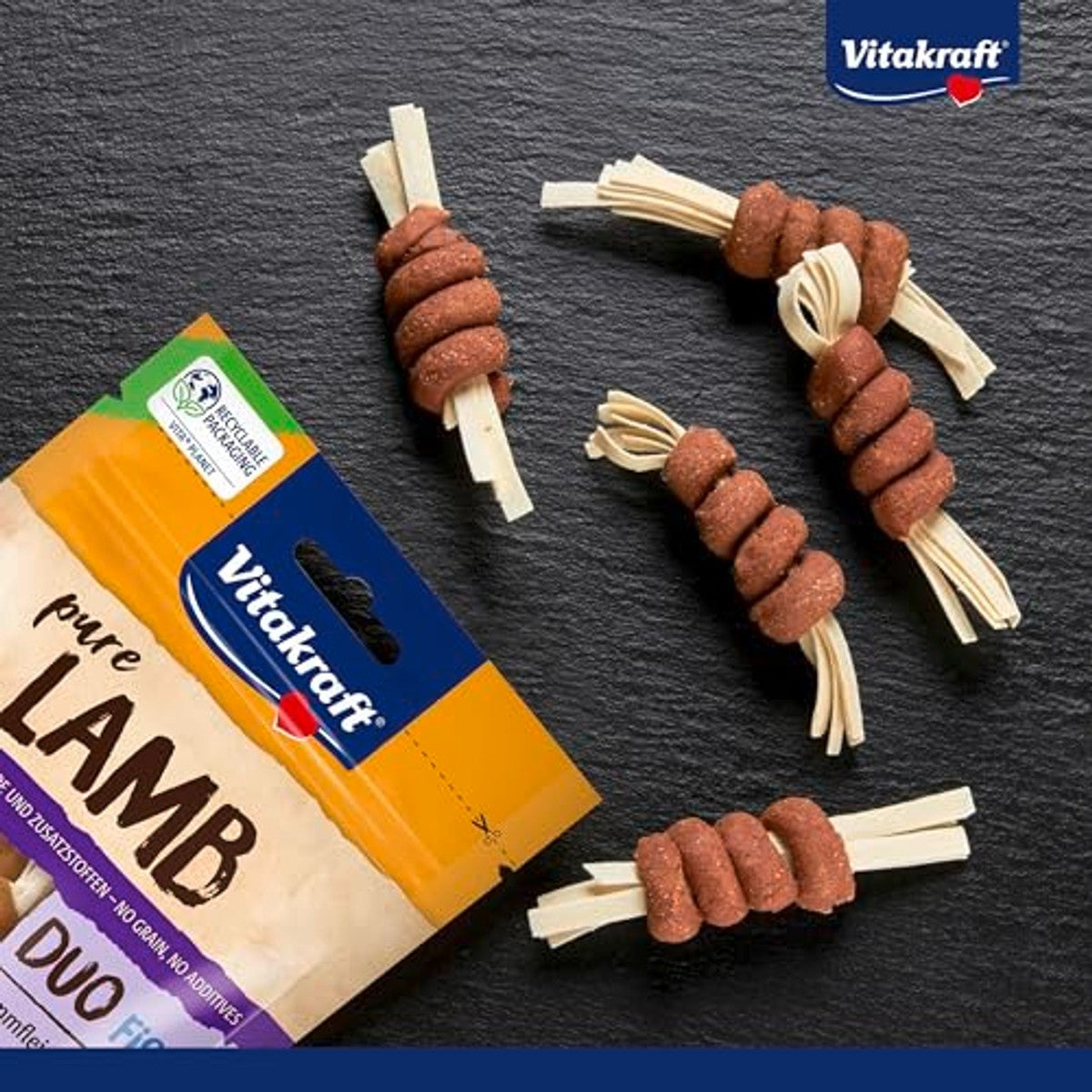 Vitakraft Pure Lamb Duo Fish, hondenlekkernijen, lamsvlees en vis, hondentrainingslekkernijen, zonder toevoeging van suiker (8 x 80 g) – Vitakraft