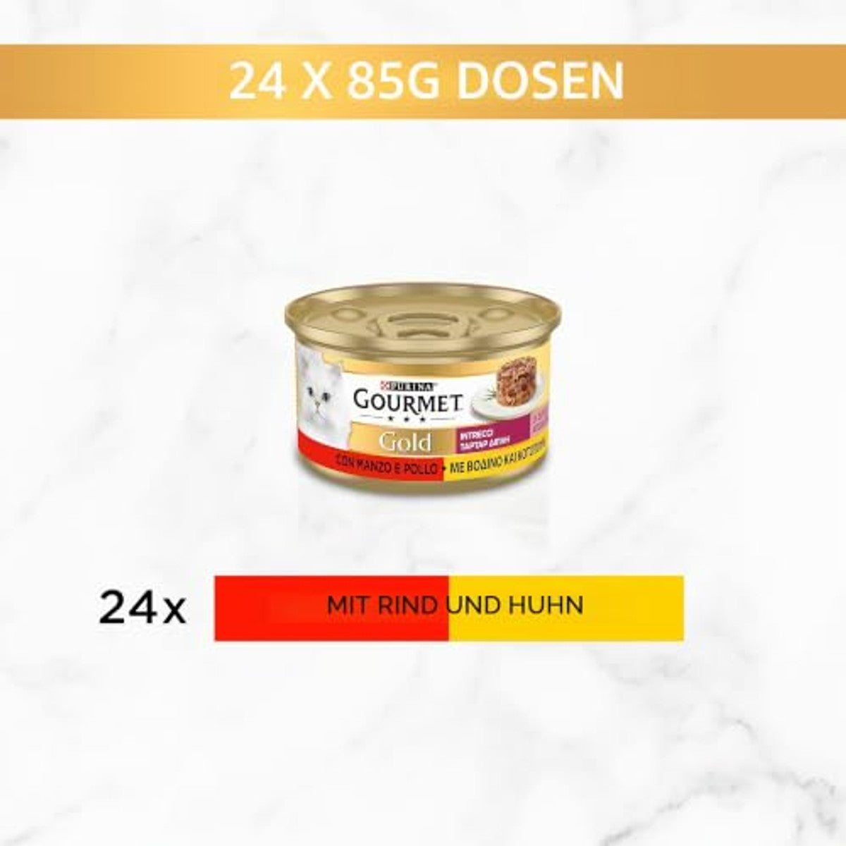 Gourmet Gold di Gusto natvoer kattenvoer kip & rund 24 x 85 g - 3-pack