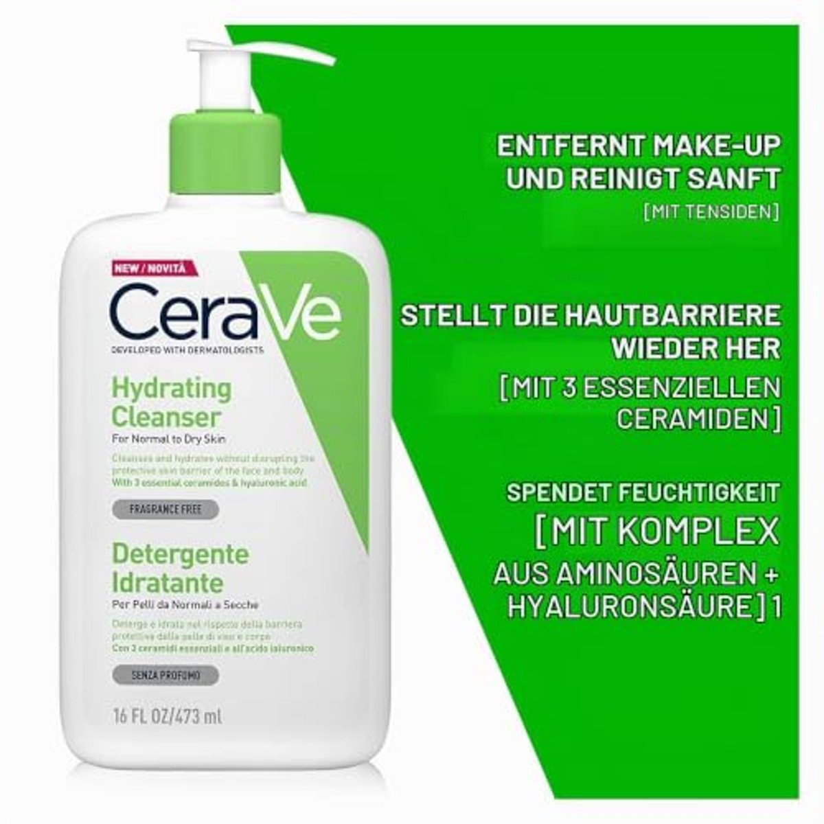 CeraVe Vochtinbrengende Gezichts- en Lichaamsreiniger 473 ml + Reiniging 20 ml - 6-pack