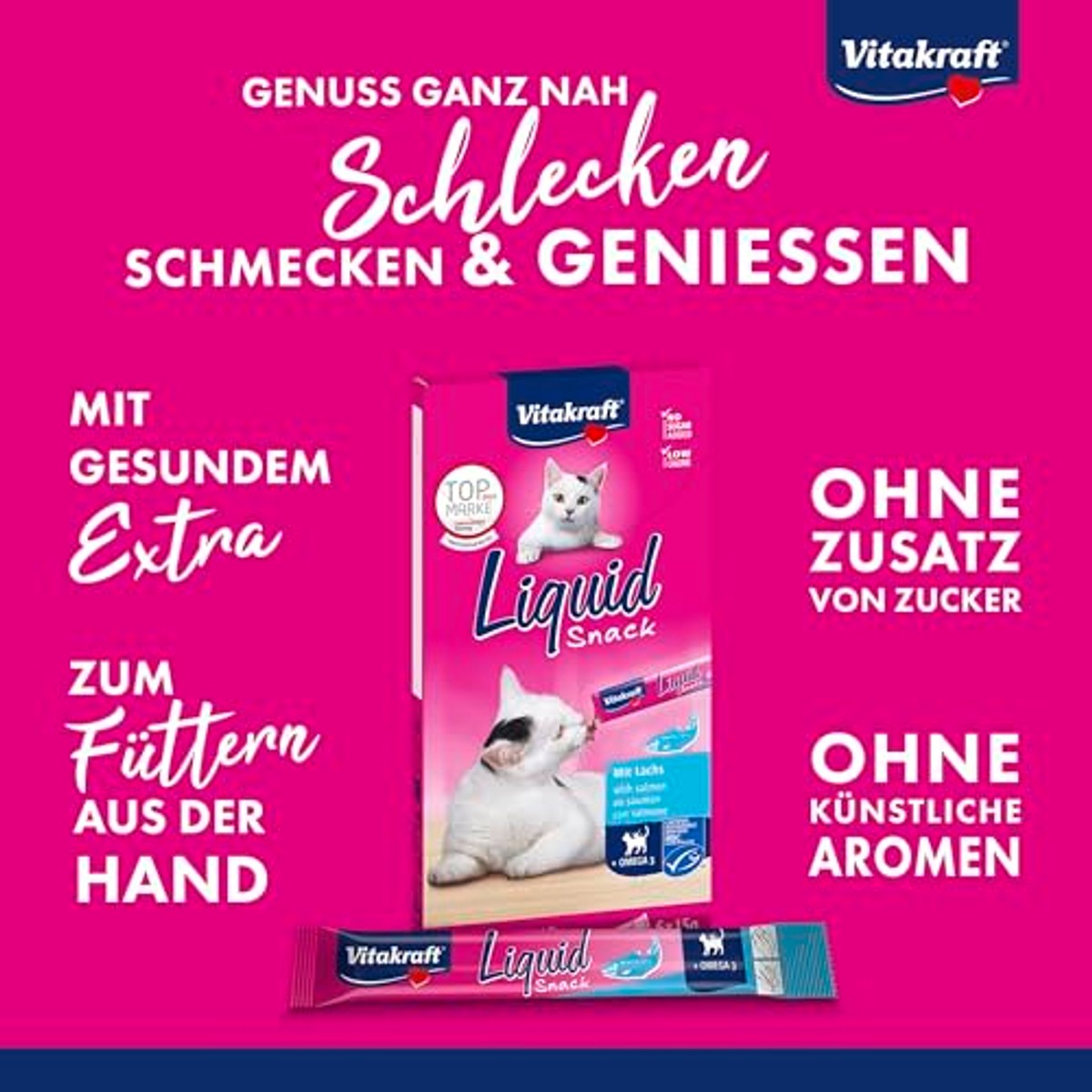 Vitakraft Vloeibare Snack kattensnack zalm 6 x 15 g - 3-pack