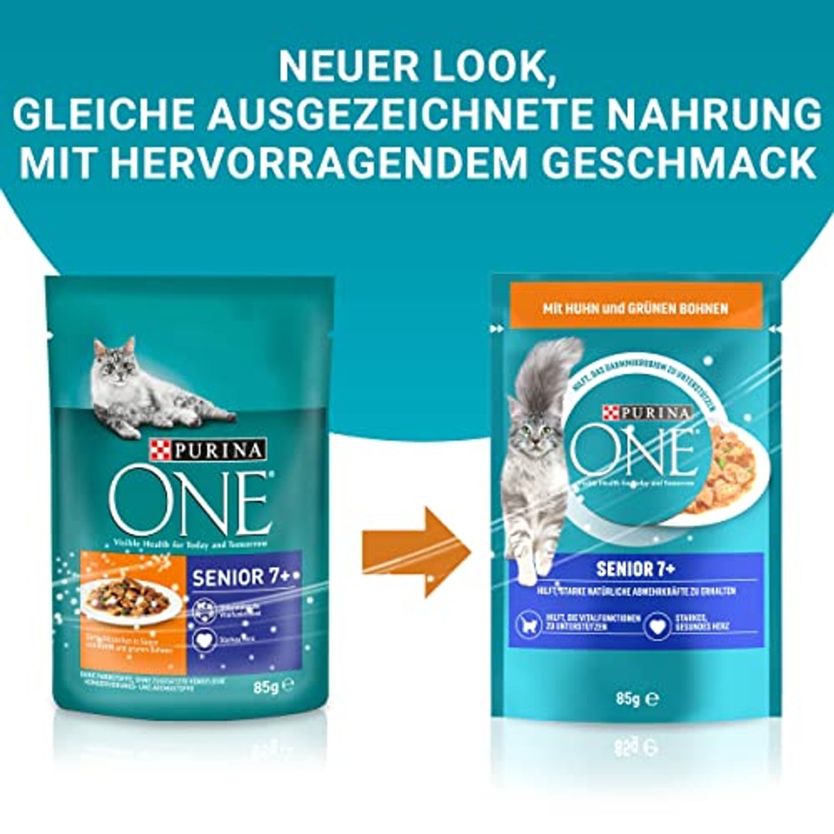PURINA ONE Senior 7+, delicate stukjes in saus met kip, 26 x 85 g | Kattenvoer nat – PURINA ONE