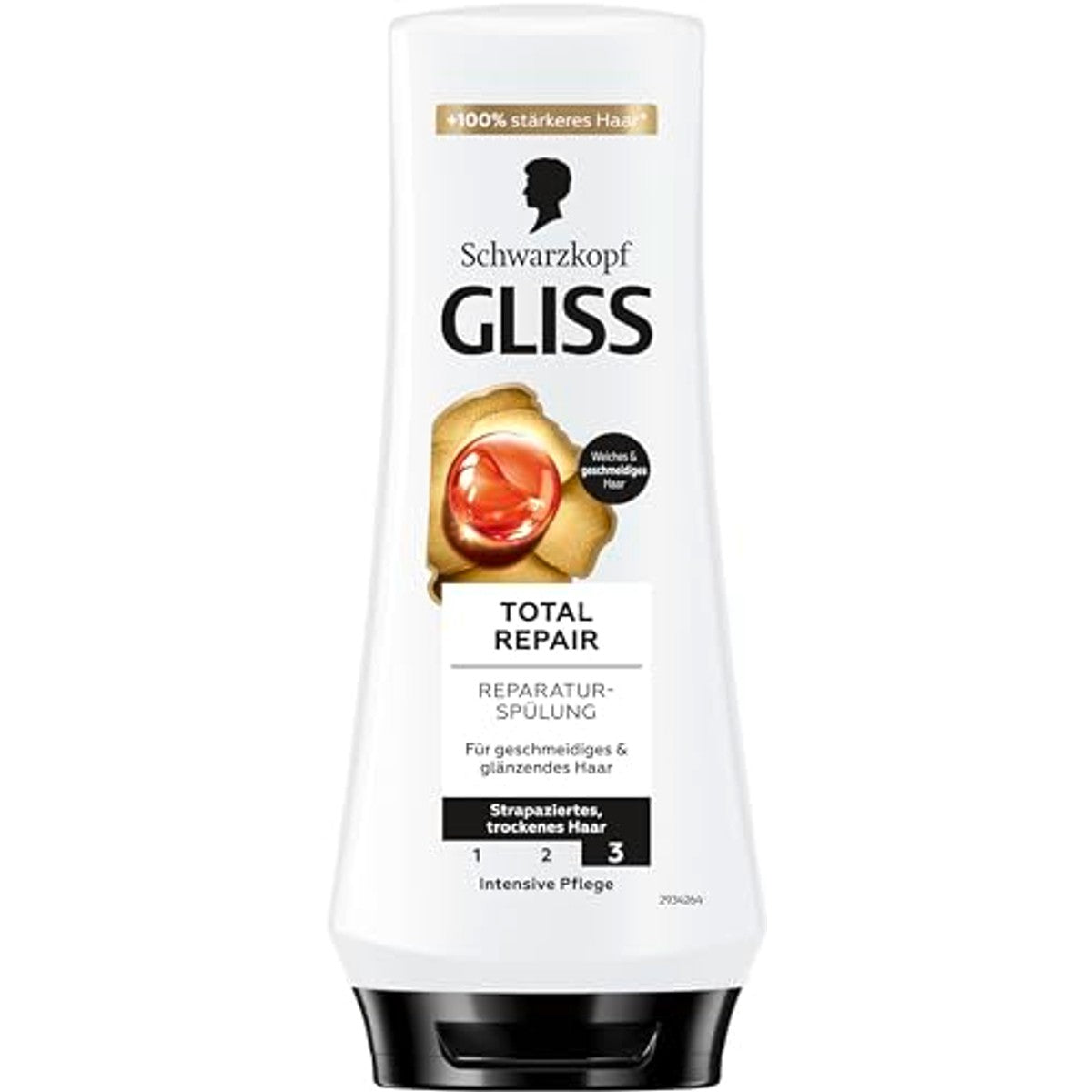 Gliss Total Repair Conditioner (200 ml), haarconditioner herstelt droog, beschadigd haar, conditioner voor tot 90% minder haarbreuk – Gliss