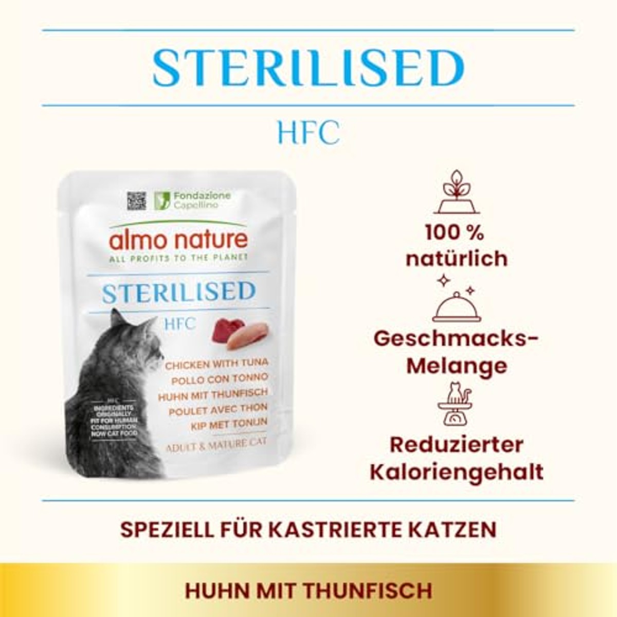 Almo Nature HFC Functional Sterilised Kattenvoer Kip met Tonijn 24 x 50 g - 3-pack