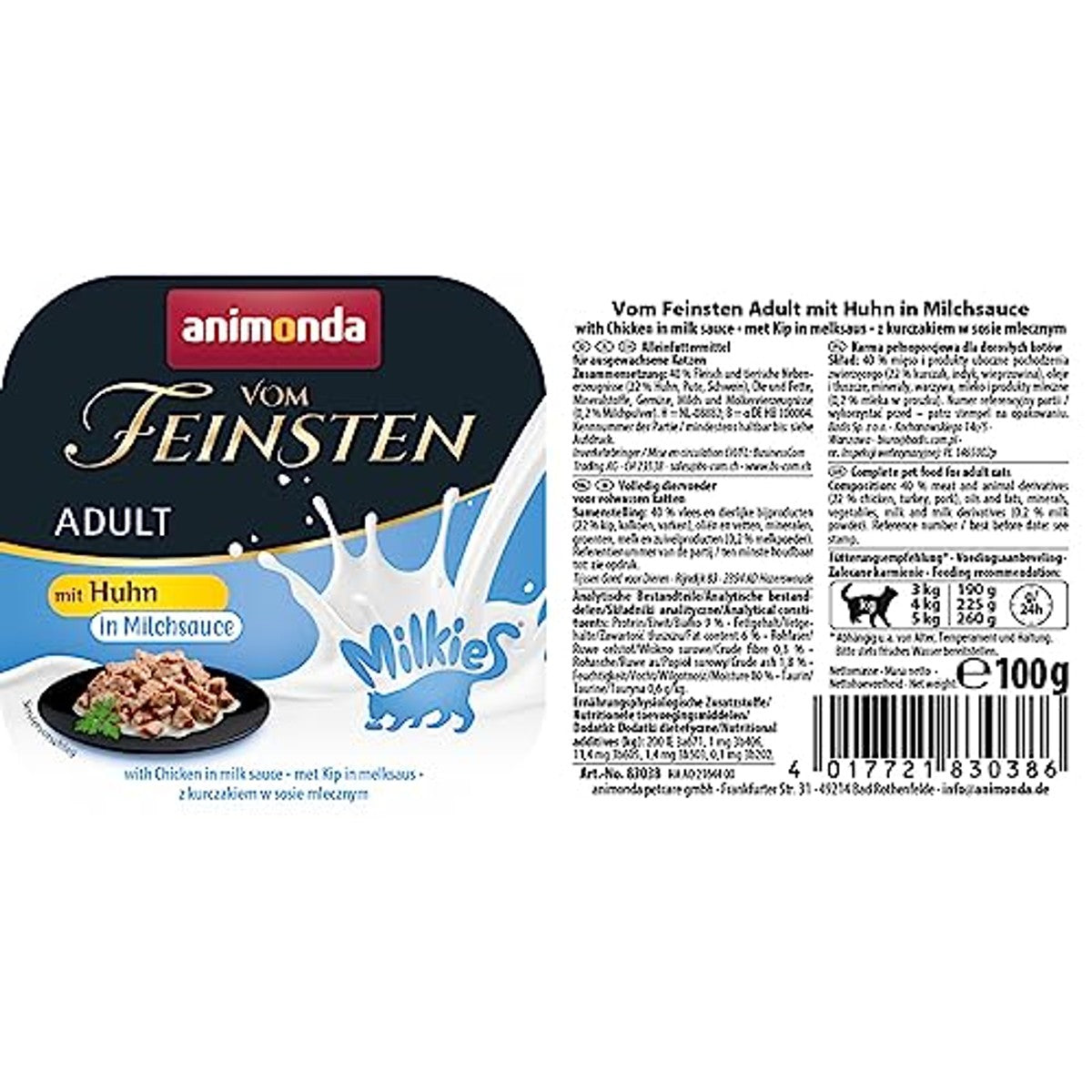 animonda vom Feinsten Milkies natvoer kattenvoer kip in melksaus 32 x 100 g - 3-pack