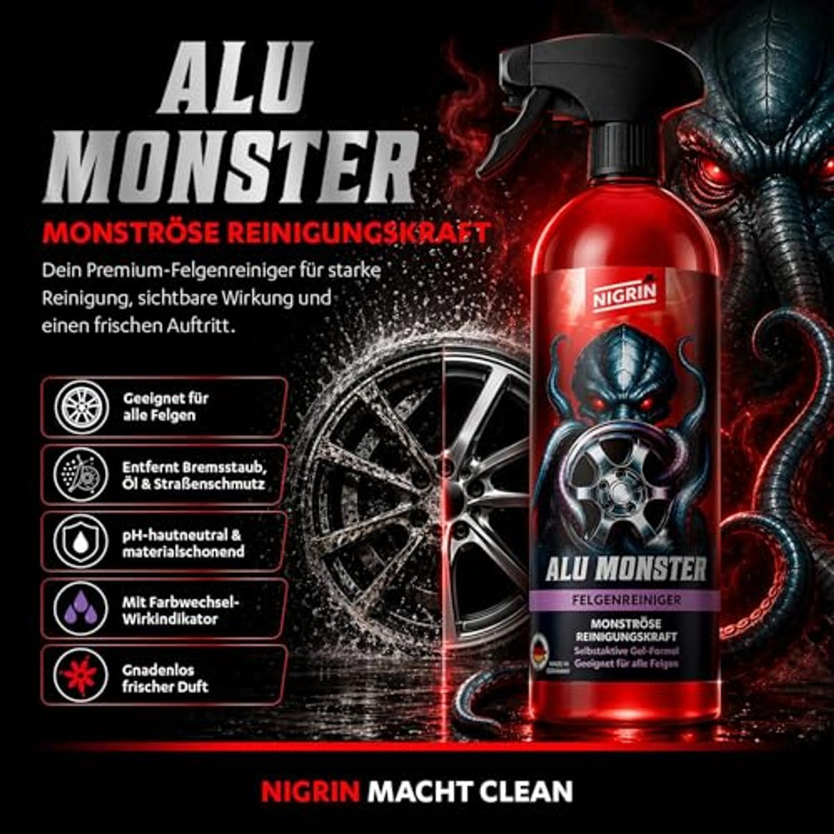 NIGRIN Alu Monster Velgenreiniger 1 l – NIGRIN