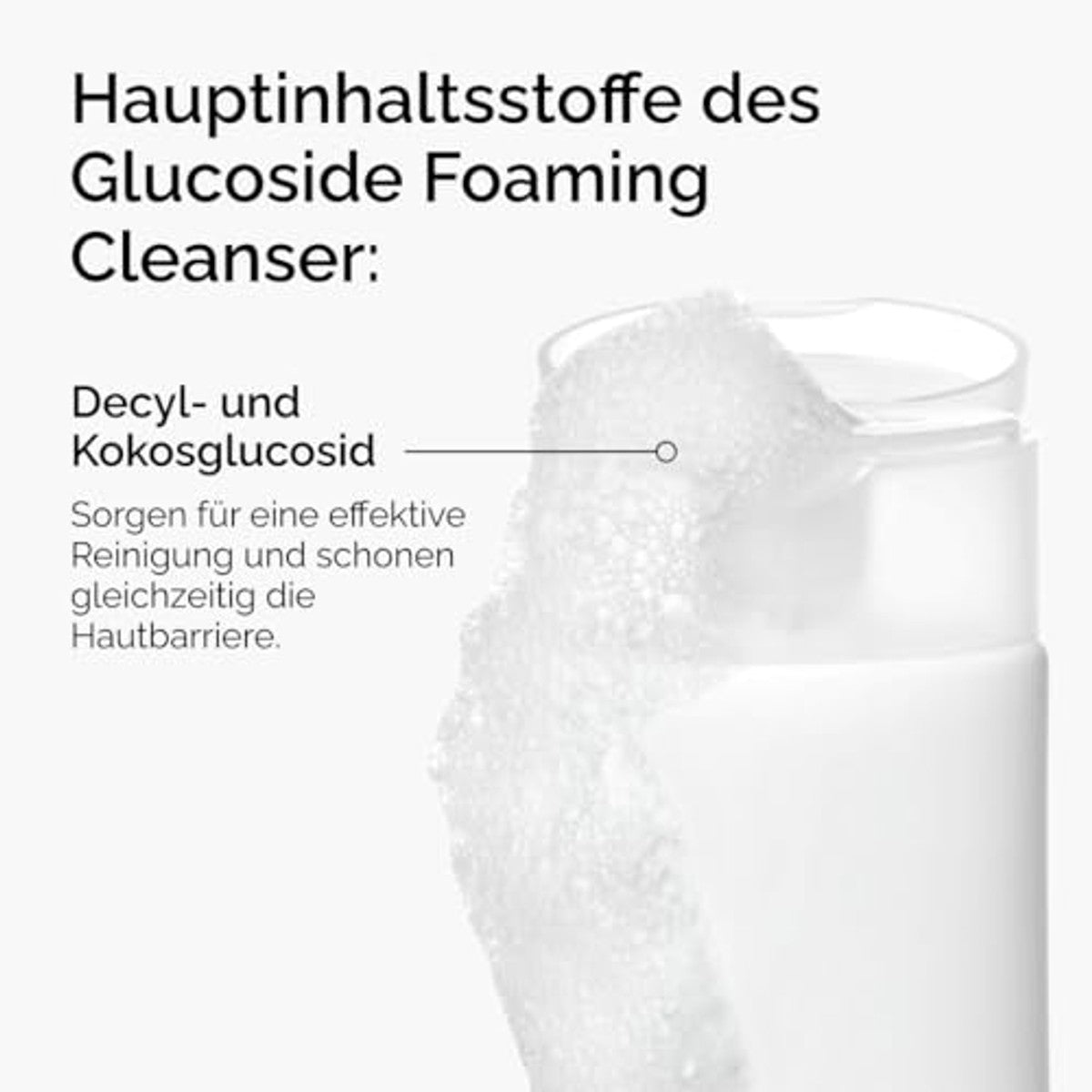 The Ordinary Glucoside Foaming Cleanser, milde, schuimende gezichtswasgel voor alle huidtypes, inclusief de gevoelige huid, 150 ml