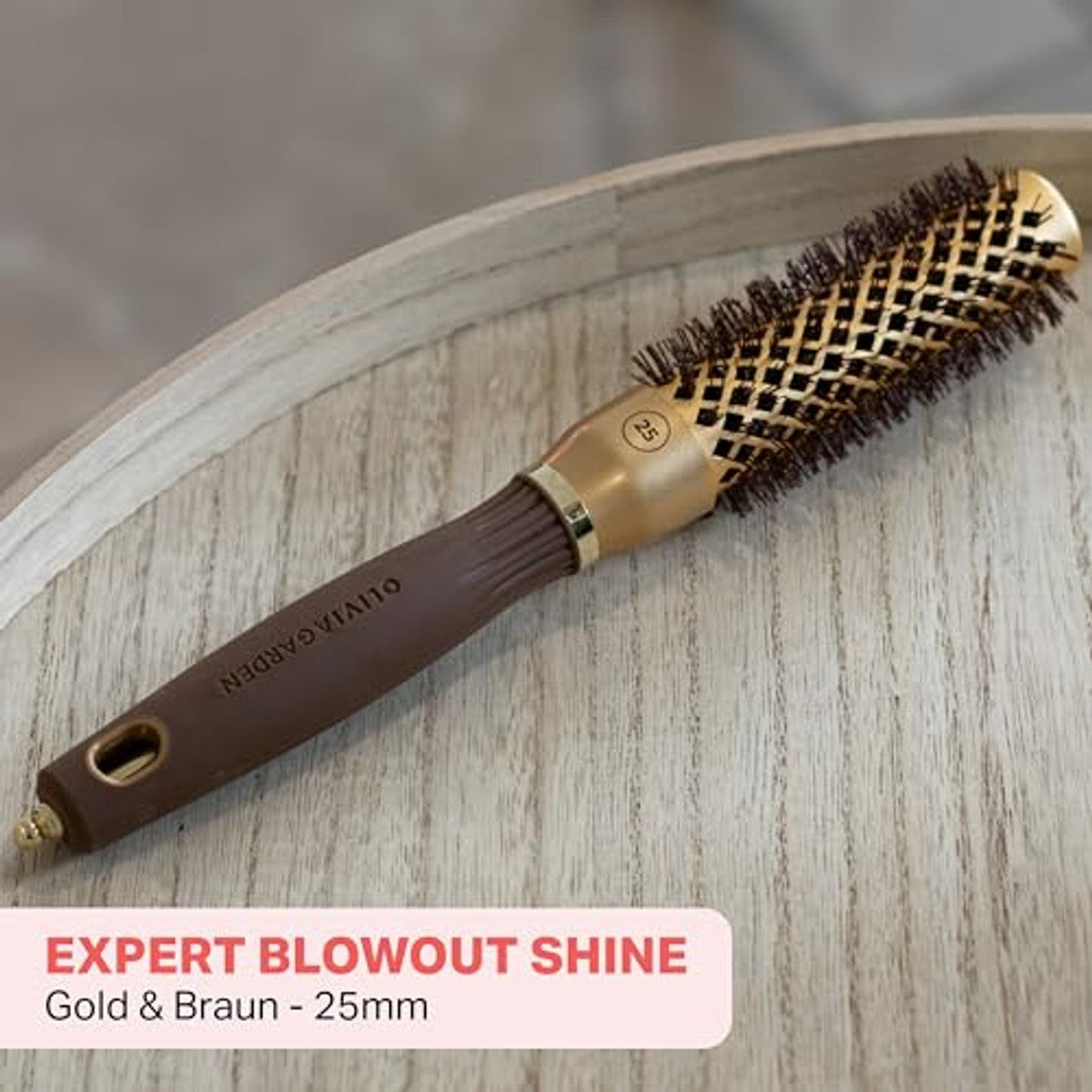 Olivia Garden Expert Blowout Shine Ronde Borstel, Goud & Bruin, 25 mm - 3-pack