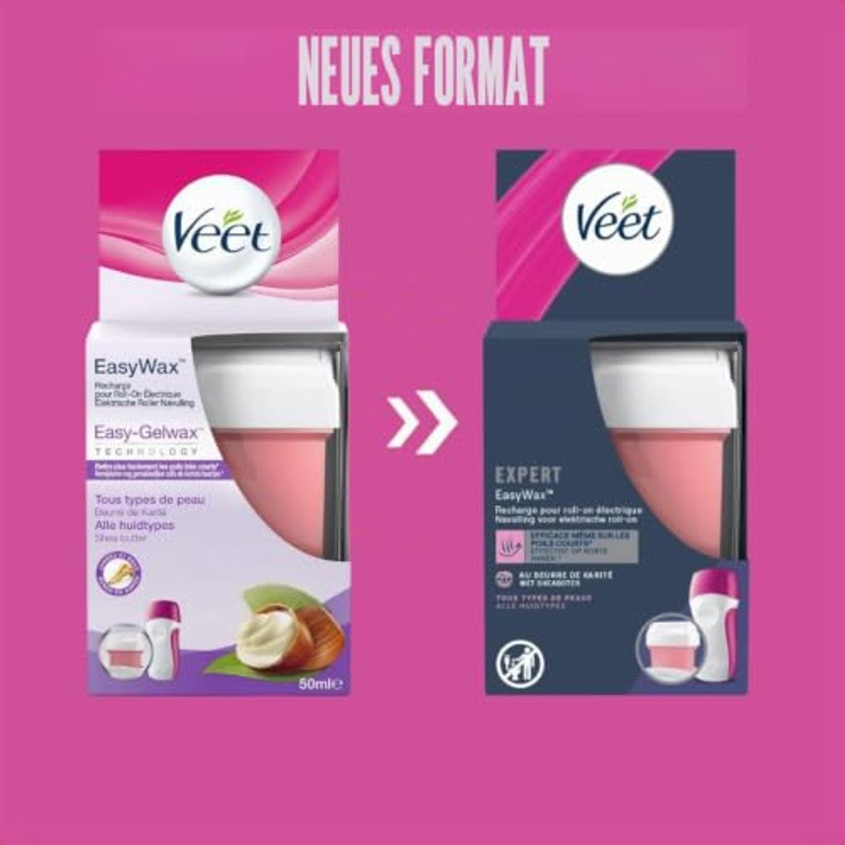 Veet EasyWaxTM 4 navullingen wax armen en benen sheaboter 3 x 50 ml - Voordeelverpakking