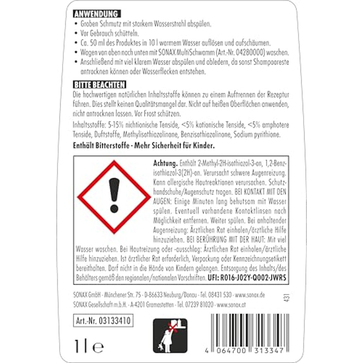 SONAX Was+Wax 6 x 1 liter - Voordeelverpakking