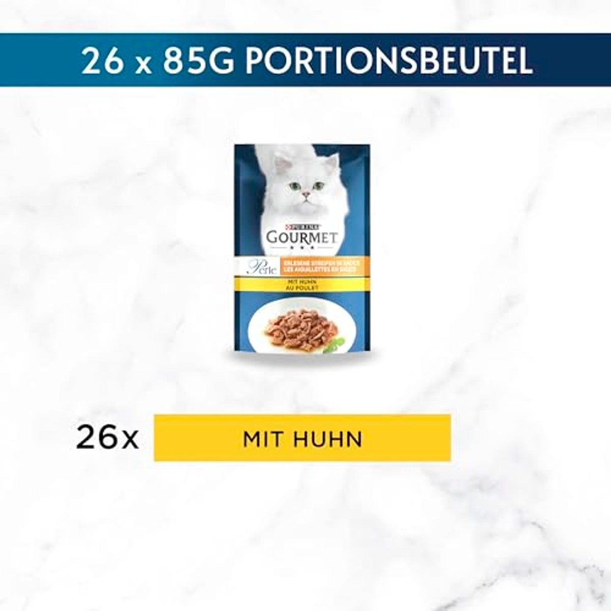 Gourmet Perle Exquisite Strips natvoer kattenvoer kip 26 x 85 g - 3-pack