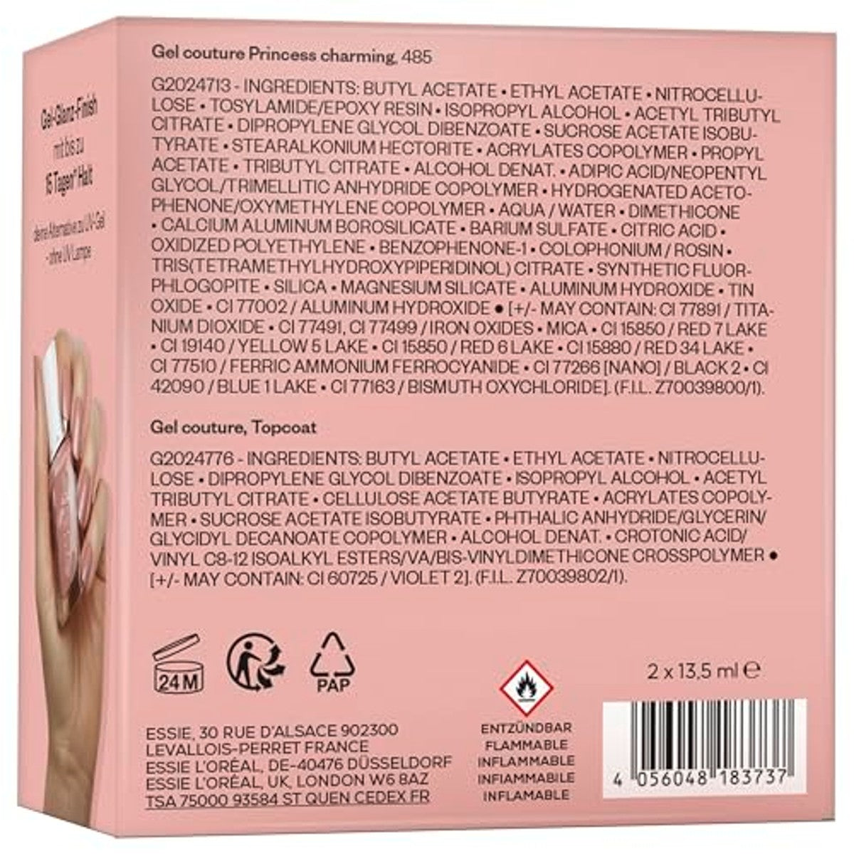 Gel by essie Dusk Dream, set met roze gellak prinses charming en gel couture top coat voor maximaal 15 dagen grip – essie