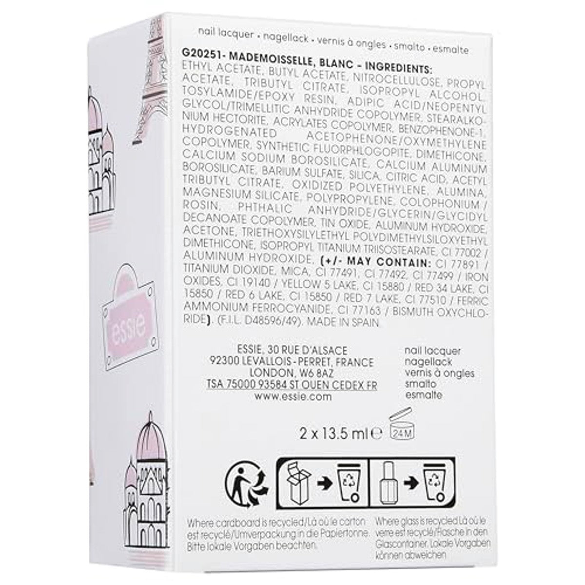 essie Nailart-set French manicure nr. 01 blanc & nr. 13 mademoiselle 6 stuks