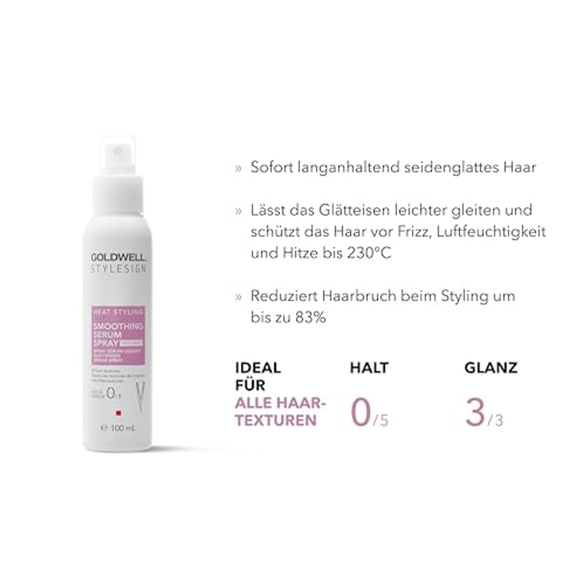 Goldwell StyleSign Heat Styling Gladend Serum Spray voor Alle Haarstructuren 100 ml - 3-pack
