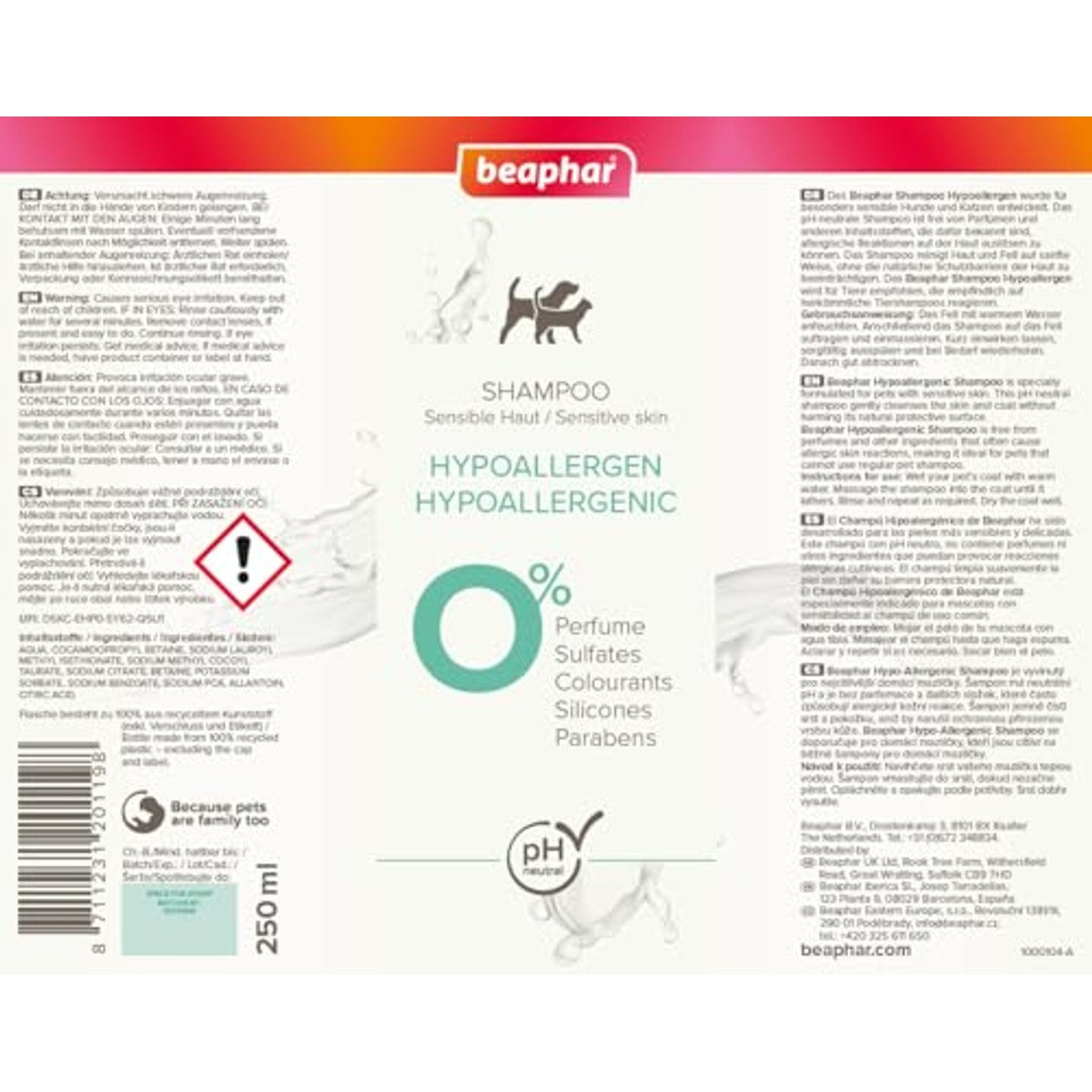 Beaphar hypoallergene shampoo voor honden en katten, 250 ml – beaphar
