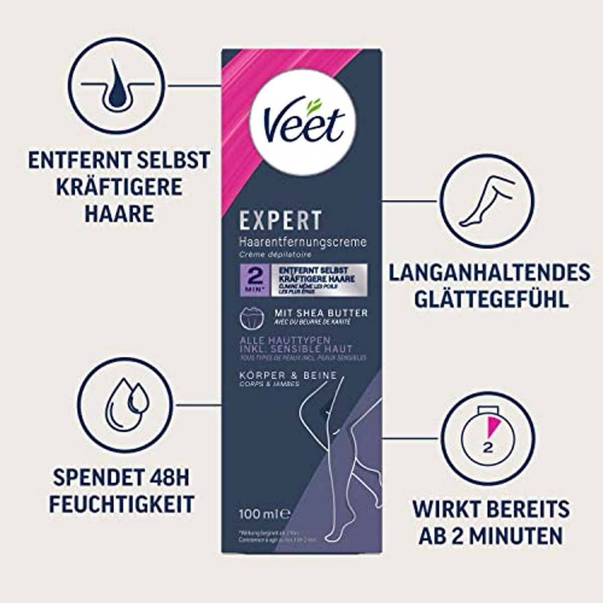 Veet Expert Ontharingscrème Lichaam & Benen Gevoelige Huid 100 ml – Reckitt