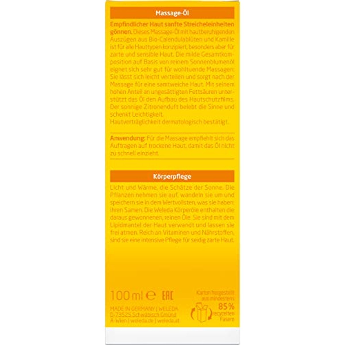 Weleda Calendula Massageolie 100 ml Vegan Gevoelige Huid