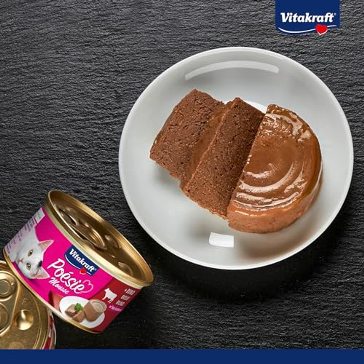 Vitakraft Poésie Mousse Natvoer voor katten, luchtige mousse, met rundvlees, zonder toegevoegde suiker en granen, 12 x 85 g – Vitakraft