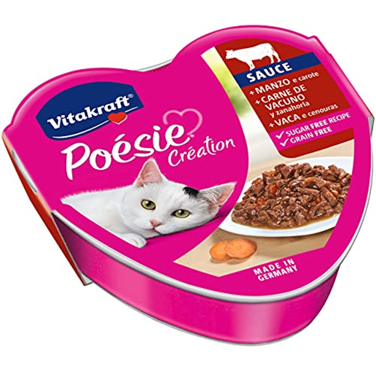 Vitakraft Poésie Creation Weide natvoer kattenvoer rund en wortel 4 x 85 g - 3-pack