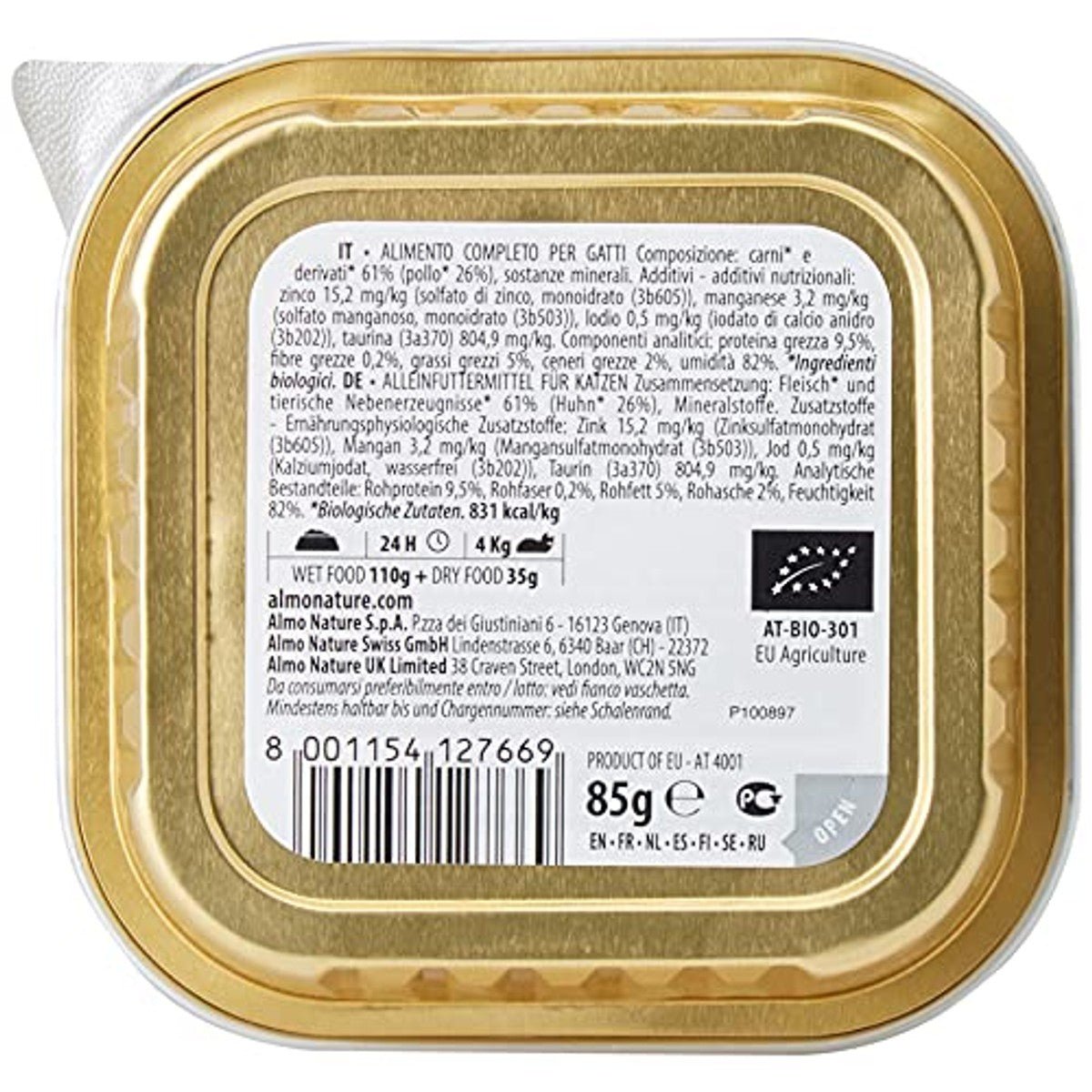 Almo Nature BioOrganic Nat Kattenvoer Kip 19 x 85 g - 6-pack