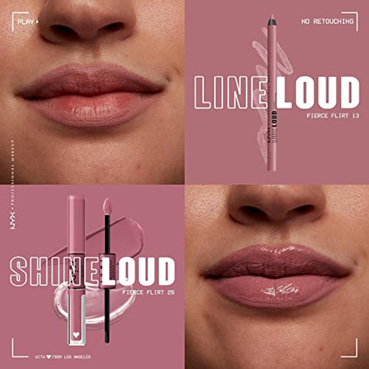 NYX Professional Makeup Lipliner, matte afwerking, kus- en kleurecht en veegvast, duurzaam, Line Loud, 13 Fierce Flirt – NYX PROFESSIONAL MAKEUP