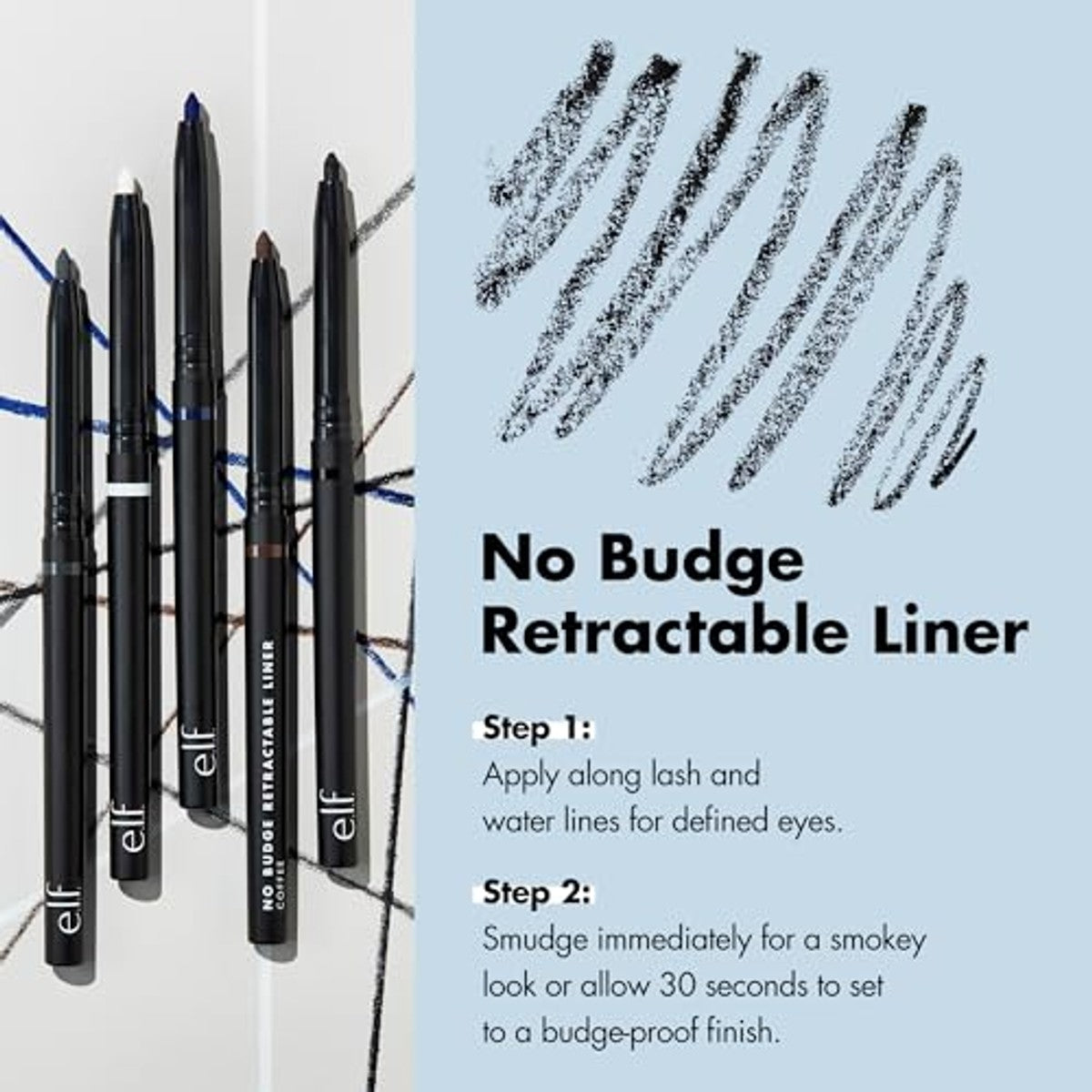 e.l.f. No Budge Intrekbare Eyeliner Grijs 0,006 oz - 3 stuks