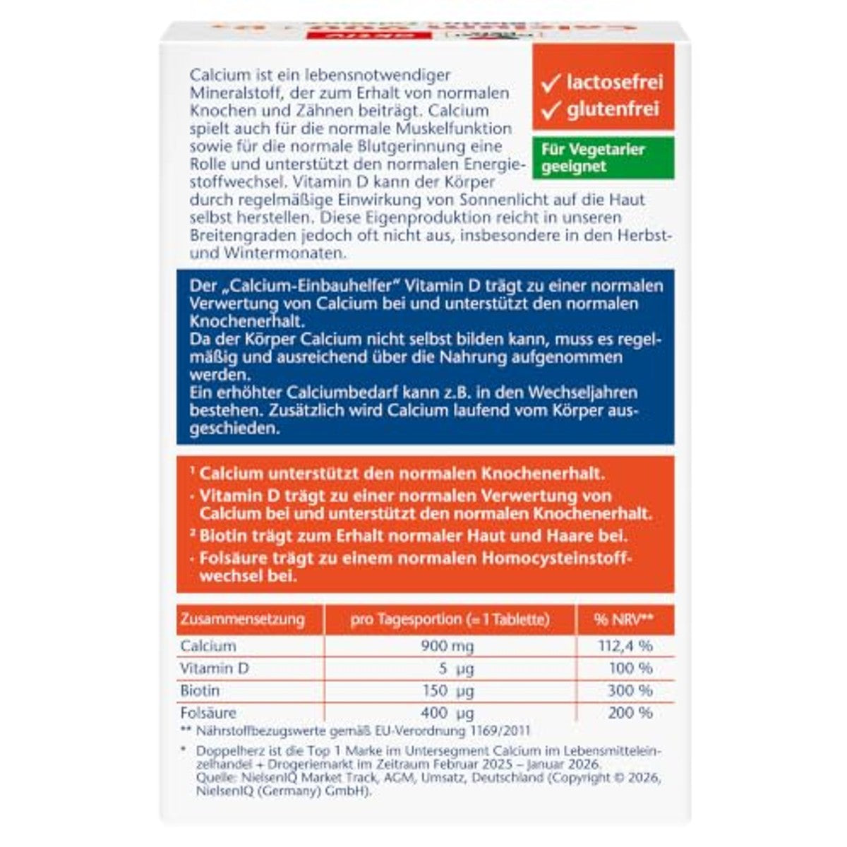 Doppelherz Calcium 900 + D3 + Biotine 30 Tabletten - 3-pack