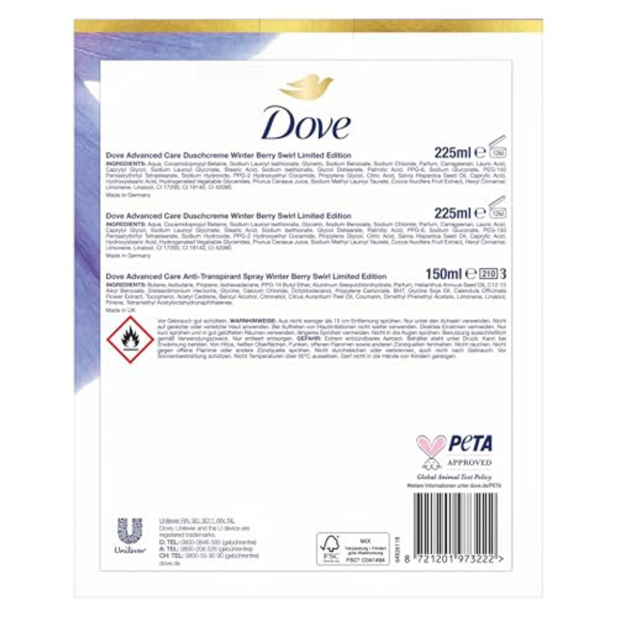 Dove Betovert Winter Limited Edition 225 ml + 225 ml + 6 x 150 ml - Voordeelverpakking