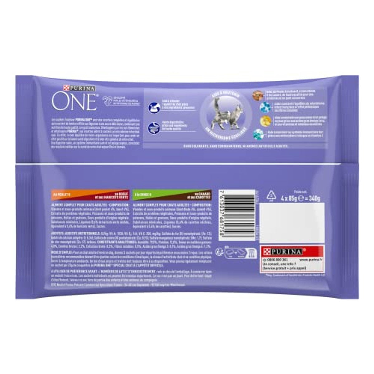 Purina One Speciaal natvoer kattenvoer rund, kip, eend & kalkoen 340 g - 6-pack