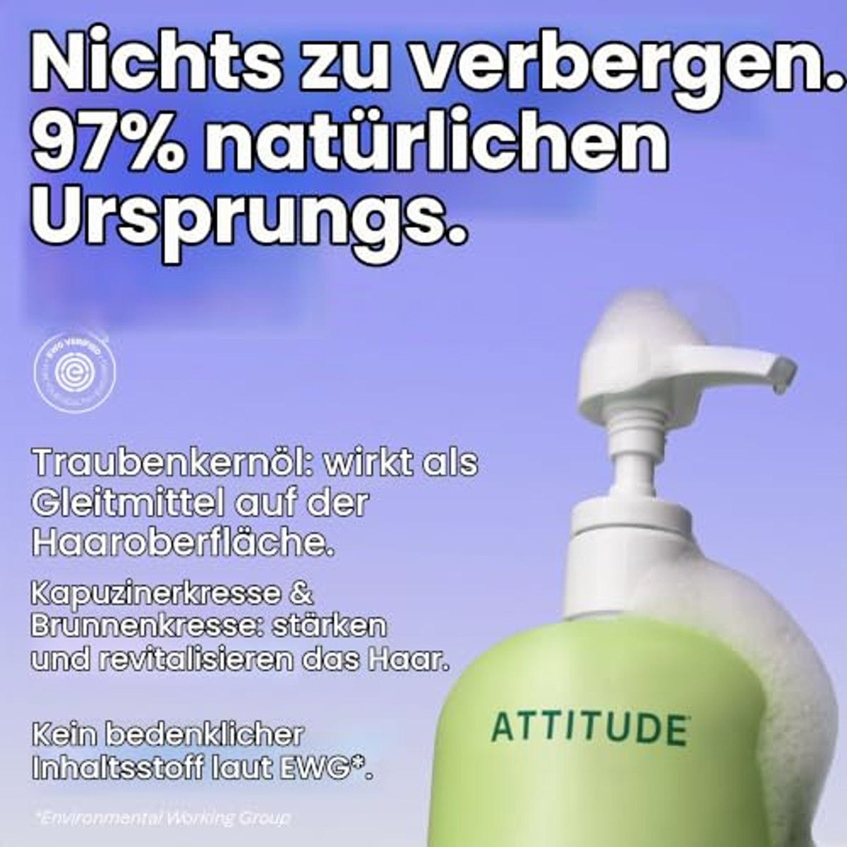 ATTITUDE Verzorgende Hair Shampoo, EEG-getest, voor droog en beschadigd haar, natuurlijke afgeleide ingrediënten, veganistisch en plantbasis, grapeseed olie en olijvenbladeren, 946 ml – ATTITUDE
