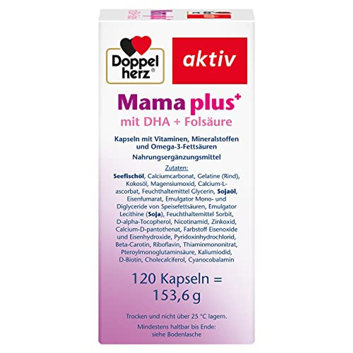 Doppelherz Mama Plus met DHA + Foliumzuur 120 capsules (Verpakking van 2) - 6-pack